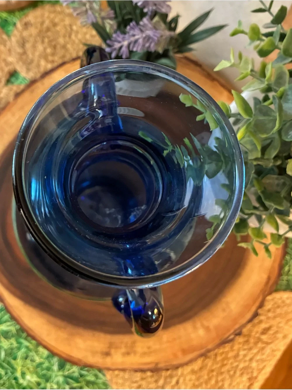 Vintage Cobalt Hand Crafted Double-Handled Blown Glass Vase